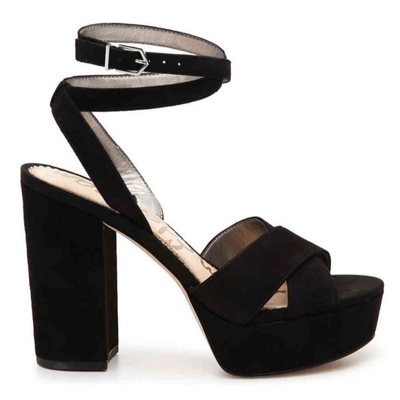 Sam Edelman Shoes - Sam Edelman Mara Black Suede Ankle Strap Heels NEW